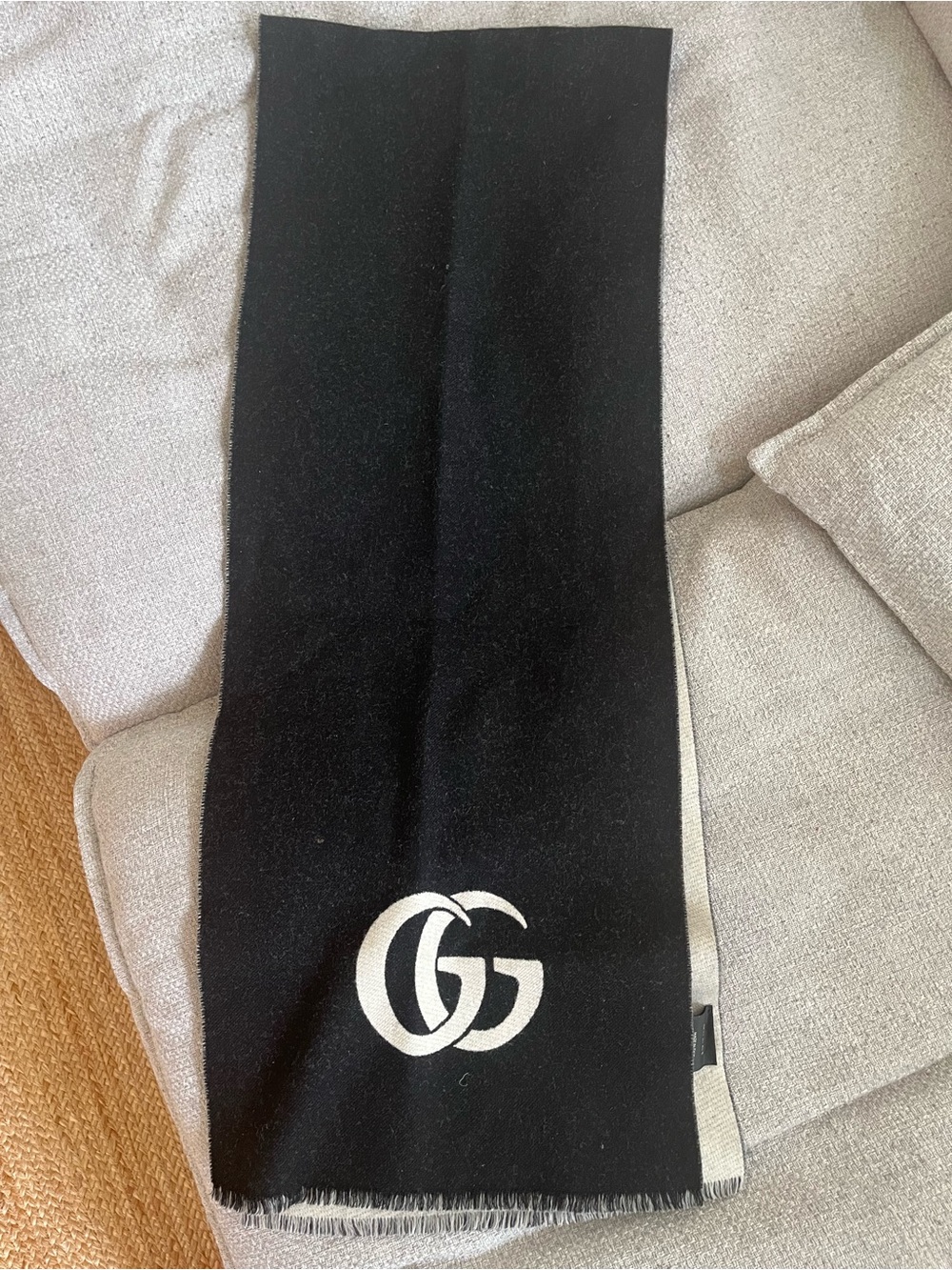 Gucci Black and White GG Logo Scarf - Men's Luxury Accessory